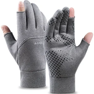 Gants de pêche d&rsquo;hiver pour hommes et femmes, chauds et antidérapants pour le cyclisme, pour la pêche, le sport, écran tactile, coupe à deux doigts, pêche en plein air