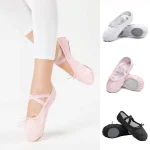 Chaussures de ballet en toile à semelle souple pour femmes et filles, ballerines, pantoufles de danse pour enfants, chaussures d&rsquo;entraînement