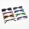 lunettes de soleil sans monture tendance pour hommes et femmes, verres de soleil rectangulaires sans cadre, nuances rétro, lunettes de voyage d'été uv400