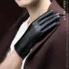 gants coupe vent en cuir pu pour femmes, gants d'affaires, conduite en plein air, garder au chaud, gants noirs pour écran tactile