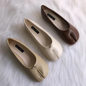 Chaussures plates femme microfibre cuir chaussures plates confortables bout fendu pantoufles mocassins à fond souple bref dames Trotter mocassins 2025 ﻿