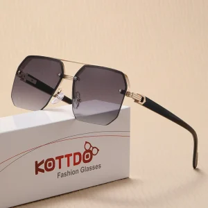 Lunettes de soleil pilote surdimensionnées pour hommes, demi-monture en métal, Design pour femmes, pour la conduite en plein air, pare-soleil, Uv400