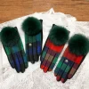 17 modèles élégants gants d'hiver pour femmes classique plaid fourrure de renard pompon écran tactile doublure en peluche gants épais cadeau féminin