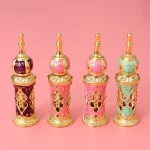 Bouteille de parfum du moyen-orient de 12ml, flacon compte-gouttes d&rsquo;huile essentielle rechargeable Vintage de Style arabe, conteneurs vides