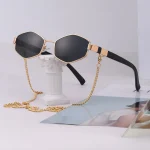 Lunettes de soleil Vintage pour femmes, avec chaîne, petite monture, tendance, marque de luxe, styliste, UV400, 2026