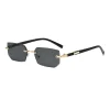 lunettes de soleil sans monture tendance pour hommes et femmes, verres de soleil rectangulaires sans cadre, nuances rétro, lunettes de voyage d'été uv400