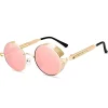 lunettes de soleil steampunk gothiques classiques pour hommes et femmes, lunettes de soleil vintage, monture ronde en métal, créateur de marque, haute qualité, uv400