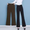 Pantalons décontractés évasés noirs pour femmes, nouvel été, taille haute, Slim, pantalons pour femmes d&rsquo;âge moyen