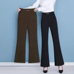 Pantalons décontractés évasés noirs pour femmes, nouvel été, taille haute, Slim, pantalons pour femmes d&rsquo;âge moyen