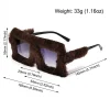 lunettes de soleil carrées surdimensionnées pour femmes, nouvelle mode, monture furrry, nuances dégradées, design de marque rétro, lunettes de soleil d'hiver 2025