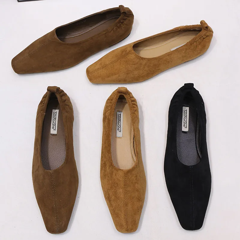 2025 automne femmes chaussures plates doux talon plat unique noir chaussures mode bout rond peu profond sans lacet bateau chaussures mujer nouvelle femme