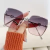 glamour femmes marque lunettes de soleil de luxe sans monture femme lunettes de soleil élégant tendance dames lunettes uv400