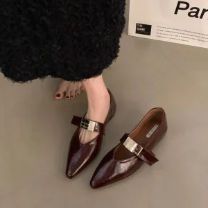 Chaussures plates pour femmes 2025 designer luxe boucle mode femmes punk pointu décontracté fine plaid chaussures à talons bas mule