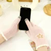 Gants d&rsquo;hiver pour femmes, chauds, doux, coupe-vent, tricotés, motif Floral, couleur contrastée, pour écran tactile