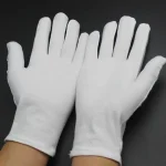Gants en Coton Blanc à Doigts Complets pour Homme et Femme, Mitaines Absorption de la Sueur, pour Serveurs, Conducteurs, Bijoux, Travailleurs, 1 Paire