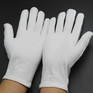 Gants en Coton Blanc à Doigts Complets pour Homme et Femme, Mitaines Absorption de la Sueur, pour Serveurs, Conducteurs, Bijoux, Travailleurs, 1 Paire
