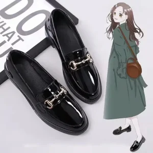 Chaussures plates pour femmes 41-44 Style britannique japonais Jk petites chaussures en cuir 42 été tige en caoutchouc pour gros pieds