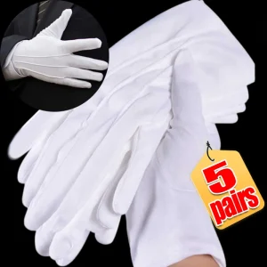Gants en coton blanc pour hommes, uniforme de smoking formel, garde d&rsquo;honneur, Costume de cérémonie de défilé, Cosplay, pièce de monnaie, bijoux, gants de majordome