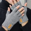 gants tricotés chauds en peluche sans doigts pour hommes et femmes, gants de sport de plein air pour écran tactile, mode hiver automne