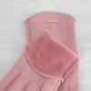 gants pour écran tactile pour femmes, mitaines à la mode, automne hiver, chaud, fin, cachemire, solide, cyclisme, tissu en daim, élégant, coupe vent
