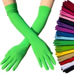 1 paire de gants longs à haute élasticité, respectueux de la peau, résistants à la décoloration, décoratifs en soie de lait pour femmes, fête de danse, Bar, Cosplay, longs gants