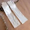 gants de mariée en satin et dentelle élégante, longueur eblow, gants de fête de noël en dentelle blanche, gants de mariage