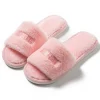 pantoufles moelleuses confortables, douces et décontractées, chaudes et antidérapantes pour femmes, chaussures plates à semelle épaisse avec lettres, chaussures d'extérieur en coton