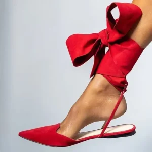 Chaussures de ballet plates sexy pour femmes, sandales de soirée à lacets pointus avec nœud, sandales à bride arrière d’été tendance pour femmes, grande taille 35 ~ 42 Chaussures de ballet plates sexy pour femmes, sandales de soirée à lacets pointus avec nœud, sandales à bride arrière d’été tendance pour femmes, grande taille 35 ~ 42