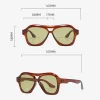 lunettes de soleil rondes vintage pour femmes et hommes, monture surdimensionnée, double pont, mode féminine chic, nuances vertes