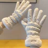 Gants chauds d&rsquo;hiver pour femmes, mignons pour écran tactile, imperméables et résistants au froid, en peluche épaisse, en coton, nouvelle collection 2025