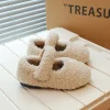 enfant en bas âge enfants bout rond doux laine d'agneau ballerines bébé filles hiver chaud teddy fourrure mary janes enfant marque design chaussures moelleuses