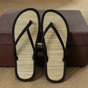 Tongs plates pour femmes, sandales confortables, en rotin et bambou, tendance 2022