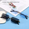 lunettes de soleil rectangulaires sans monture pour hommes et femmes, nuances de mode populaires, petit carré, uv400, lunettes de soleil de voyage pour hommes et femmes