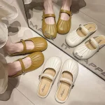 Pantoufles plates antidérapantes élégantes pour femmes, sandales à semelles souples, pantoufles décontractées en cuir PU, Streetwear