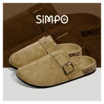 Tongs décontractées à bout fermé pour femmes, pantoufles d&rsquo;extérieur d&rsquo;été, sandales en flanelle pour Couple, confortables, antidérapantes, résistantes à l&rsquo;usure