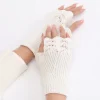 gants demi doigt ouvert pour femme, polyvalent, chaud, étudiant, femme, mode, automne, hiver, ogo, nouveau
