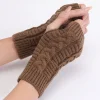 gants d'hiver chauffe mains pour femmes, mitaine en fausse laine tricotée, à la mode, chauds, sans doigts, nouvelle collection