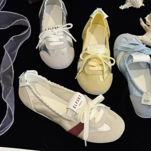 Pantoufles de Ballet français, nouvelles chaussures respirantes peu profondes d&rsquo;un pied, simples, polyvalentes, à la mode, printemps automne 2024