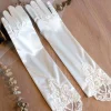 Gants de mariée en Satin et dentelle élégante, longueur Eblow, gants de fête de noël en dentelle blanche, gants de mariage
