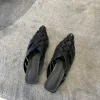 chaussures plates femme bout pointu pantoufles en cuir véritable femmes diapositives d'été mules sexy couverture basse doux concis scandales pu sabot he