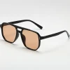 lunettes de soleil carrées rétro pour hommes et femmes, lunettes de soleil polygonales pour femmes, lunettes à double faisceau, mode vintage, noir