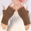 gants sans doigts pour femmes, demi doigt, tricot extensible, tendance, vêtements pour dames, accessoires de décoration, hiver 2025