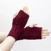 gants tricotés sans doigts pour femmes, chauffe mains, manches courtes, couleur unie, idéal pour le travail, style décontracté, doux, hiver