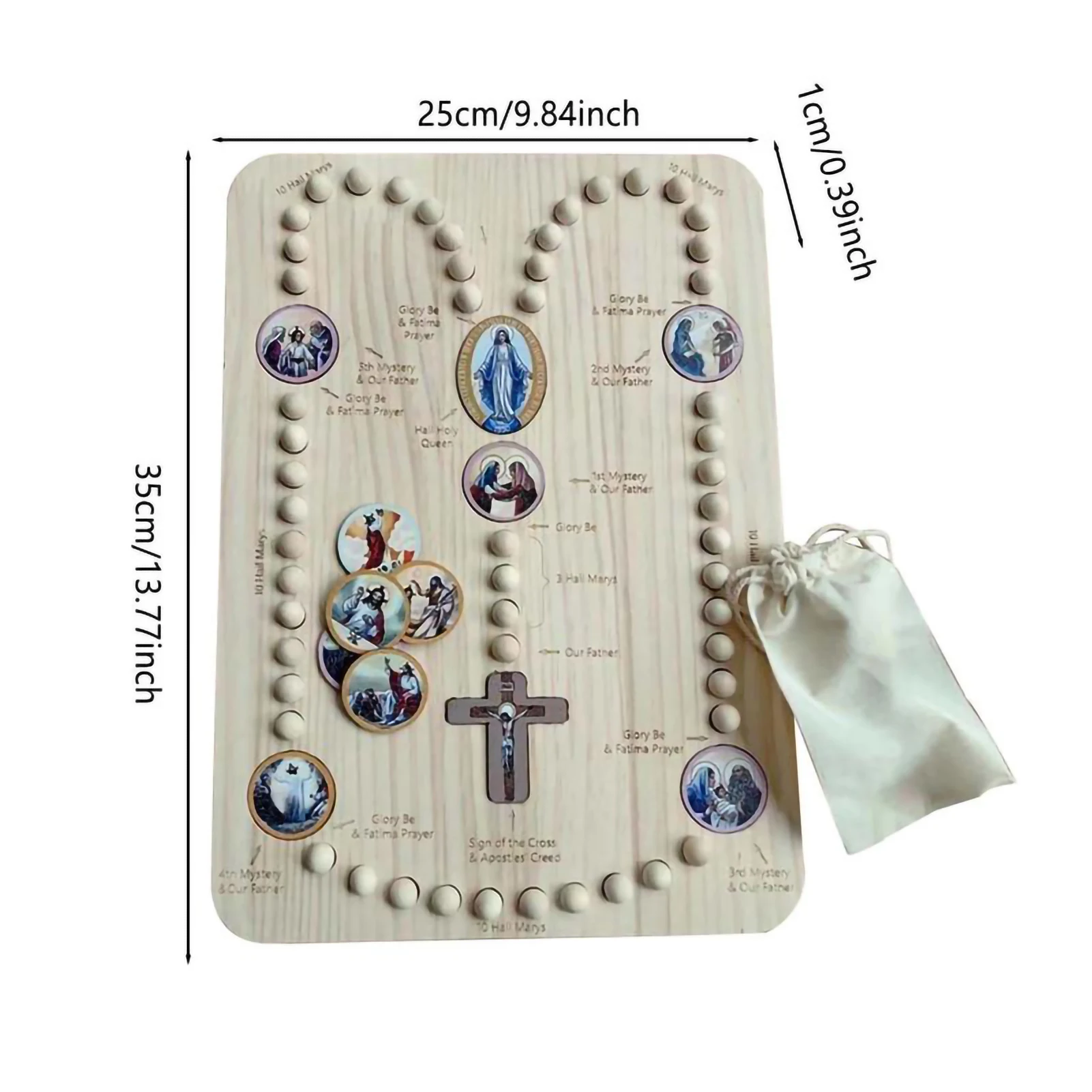 Planche de chapelet en bois d'inspiration Montessori, prière familiale, planche de chapelet portable pour l'église et la méditation touristique – Image 6