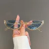 petites lunettes de soleil œil de chat chic pour femmes, tendance, vintage, dégradé, mode, marque de luxe, design, lunettes de soleil de voyage