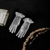 gants courts élégants en dentelle pour femmes, mitaines de conduite, longueur du poignet, filet de poisson transparent, blanc, sexy, rh, fête, dames, mariée, nouveau