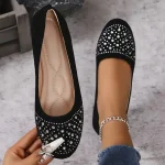 Mocassins peu profonds en cristal brillant pour femmes, ballerines légères et antidérapantes, chaussures de marche de luxe à semelle souple pour femmes