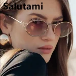 Vintage petites lunettes de soleil en alliage ovale femmes nouvelle marque de mode élégant sexy lunettes de soleil dames à la mode conduite dégradé nuances uv400