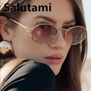 Vintage petites lunettes de soleil en alliage ovale femmes nouvelle marque de mode élégant sexy lunettes de soleil dames à la mode conduite dégradé nuances uv400