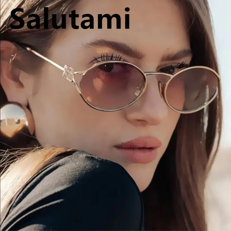 Vintage petites lunettes de soleil en alliage ovale femmes nouvelle marque de mode élégant sexy lunettes de soleil dames à la mode conduite dégradé nuances uv400